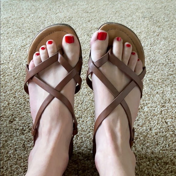 Tan Strappy Sandals - Picture 1 of 4